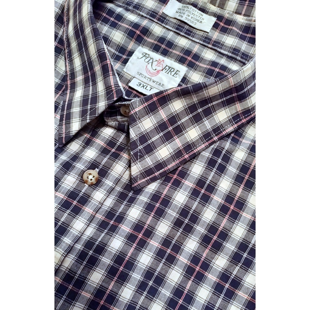 Fox Fire Sportswear Mens 3XLT‎ Plaid Button Down Long Sleeve Shirt